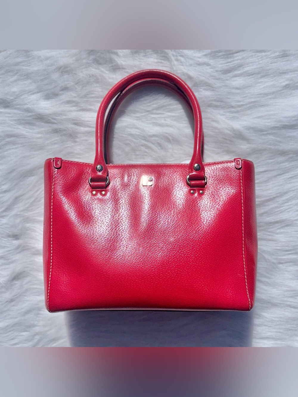 Authentic Kate Spade Wellesley Quinn Tote Red Caviar Leather Excellent Condition